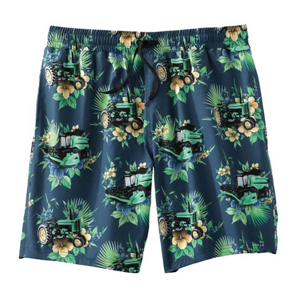 NEW CINCH men's mesh lined hawaiian tractor swim trunks in multi